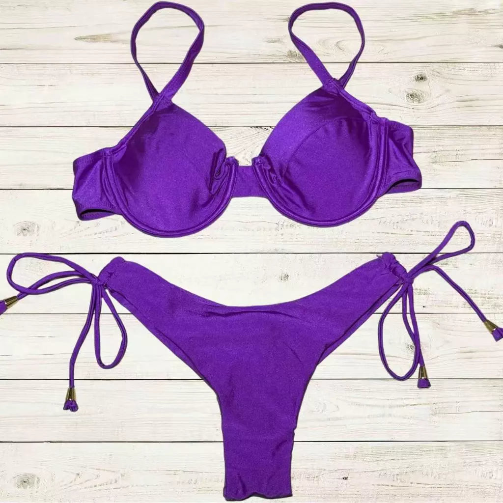 Biquíni Retrô Meia Taça com Aro - roxo