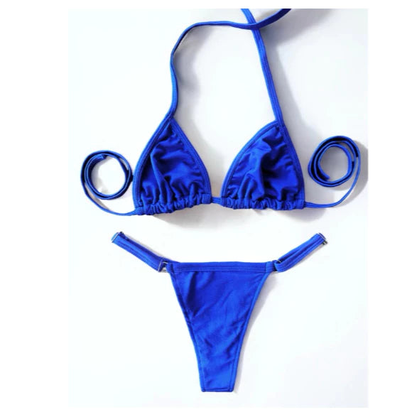 Biquíni Curtininha fita azul