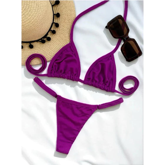 Biquíni Curtininha fita roxo