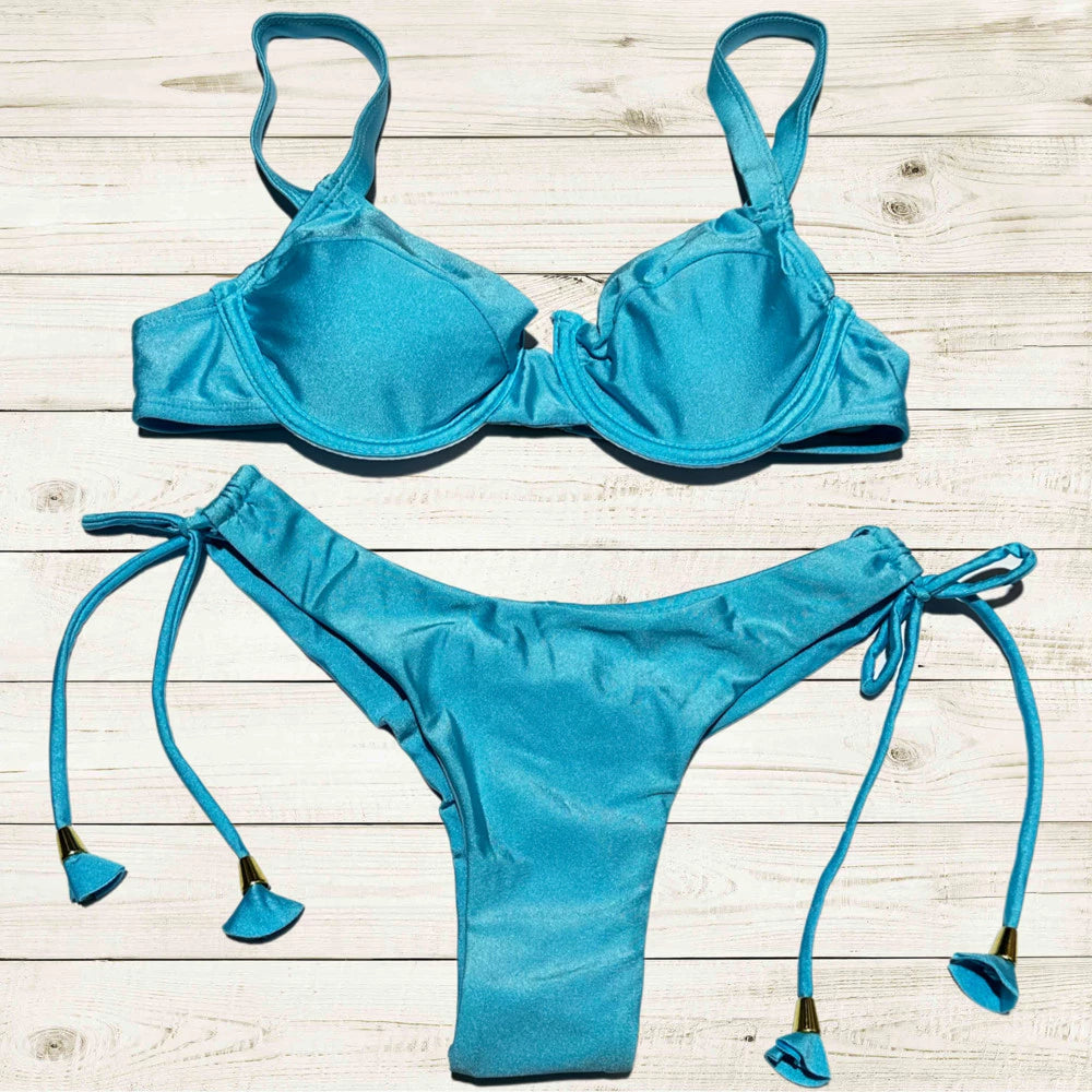 Biquíni Retrô Meia Taça com Aro azul